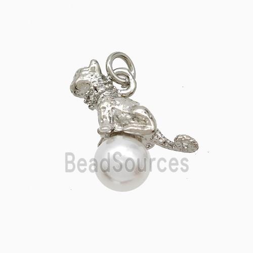 Copper Leopard Pendant Pave Resin Platinum Plated