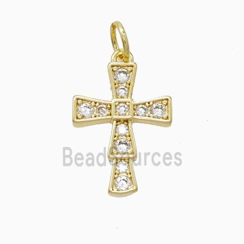 Copper Cross Pendant Pave Zirconia Gold Plated