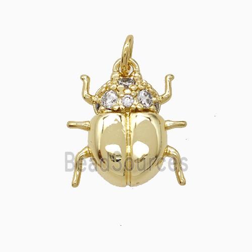 Copper Ladybug Pendant Pave Zirconia Gold Plated