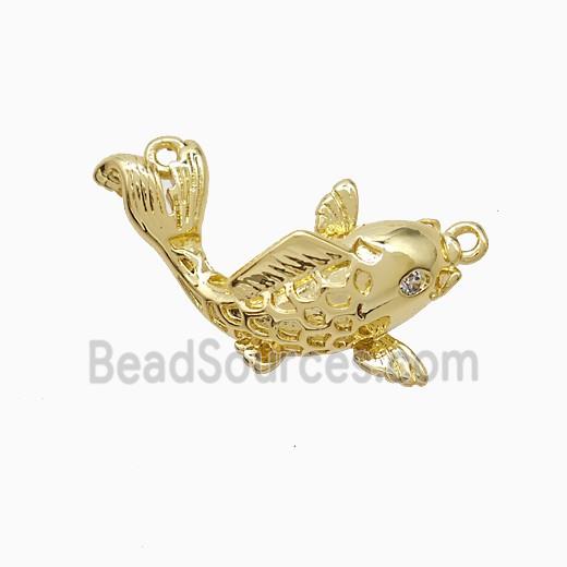 Copper Fish Pendant Pave Zirconia Gold Plated
