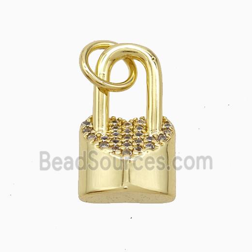 Copper Lock Pendant Pave Zirconia Gold Plated
