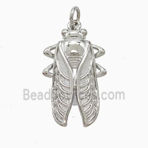 Copper Cicada Pendant Platinum Plated