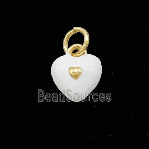 Copper Heart Pendant White Enamel Gold Plated