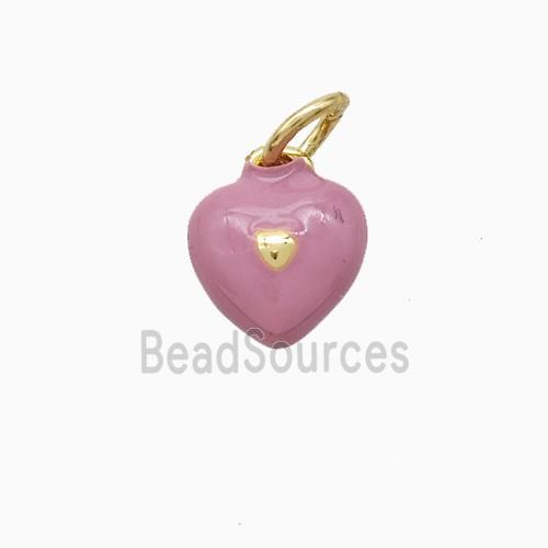 Copper Heart Pendant Pink Enamel Gold Plated