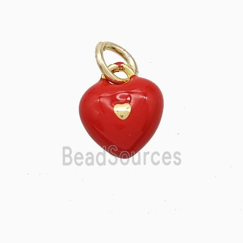 Copper Heart Pendant Red Enamel Gold Plated