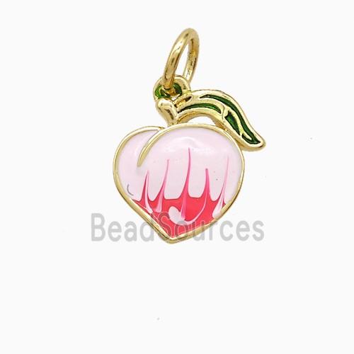 Copper Peach Pendant Enamel Gold Plated
