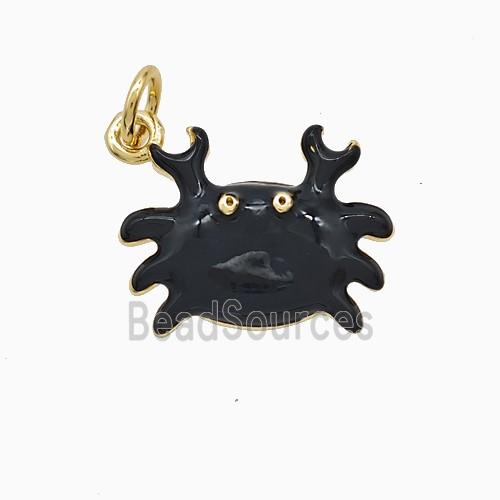 Copper Crab Pendant Black Enamel Gold Plated