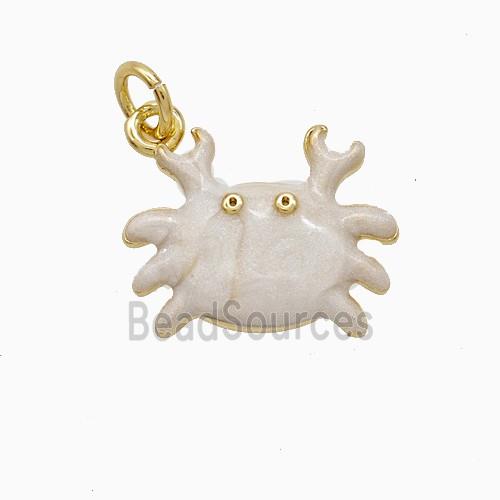 Copper Crab Pendant White Enamel Gold Plated