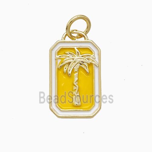 Coconut Tree Charms Copper Palm Pendant Yellow Enamel Gold Plated