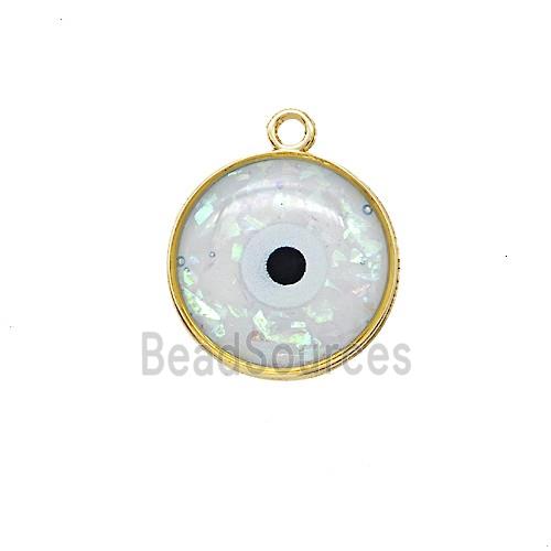 Copper Circle Pendant Pave Resin Gold Plated