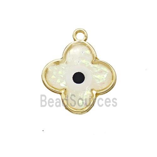 Copper Clover Pendant Pave Resin Gold Plated