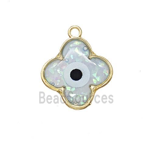 Copper Clover Pendant Pave Resin Gold Plated