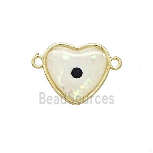 Copper Heart Connector Pave Resin Gold Plated
