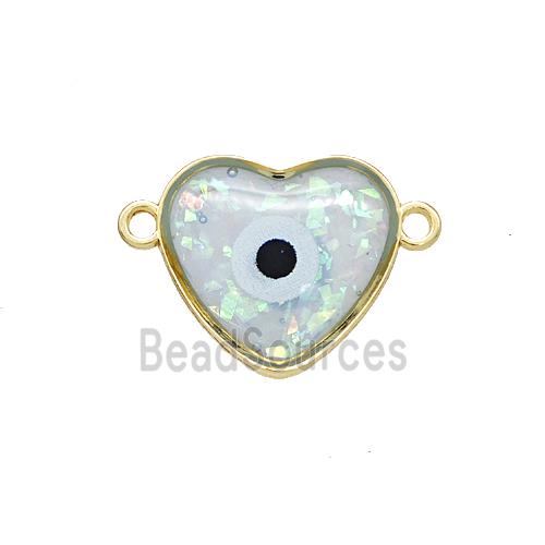 Copper Heart Connector Pave Resin Gold Plated