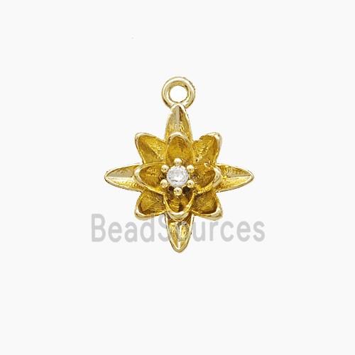 Copper FLower Pendant Pave Zirconia Gold Plated