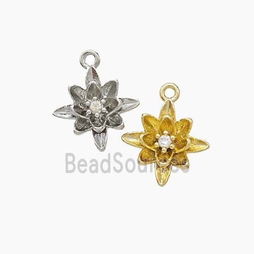 Copper FLower Pendant Pave Zirconia Mixed