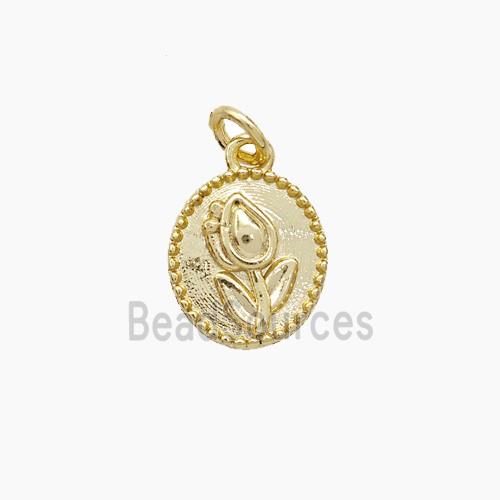 Copper Tulip Pendant Flower Gold Plated