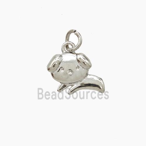 Copper Dog Pendant Platinum Plated