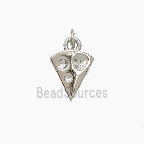 Pizza Charms Copper Pendant Platinum Plated