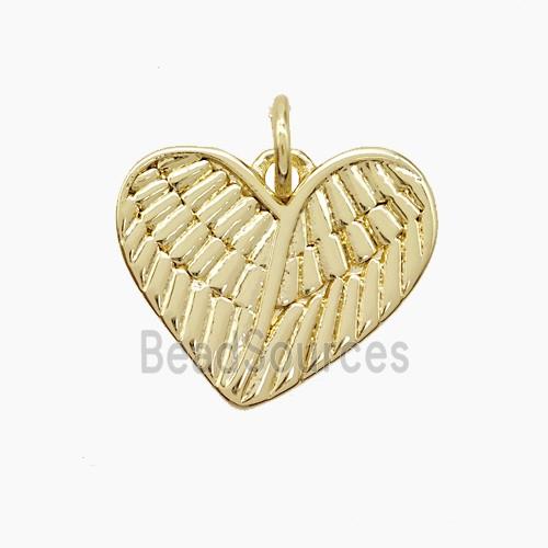 Copper Heart Pendant Angel Wings Gold Plated