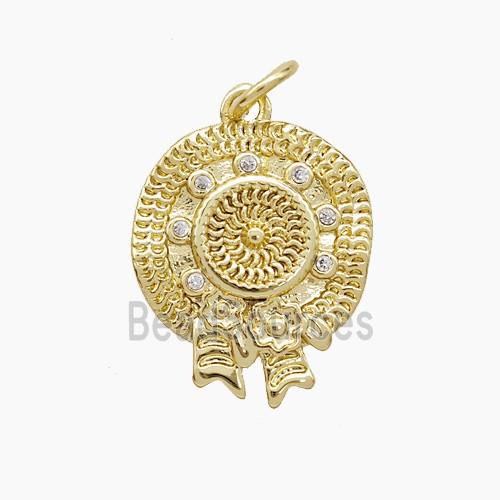 Copper Hat Pendant Pave Zirconia Gold Plated