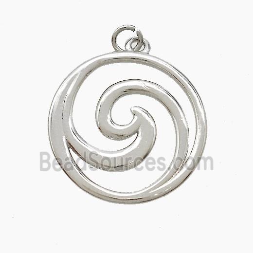 Copper Swirl Wave Pendant Platinum Plated