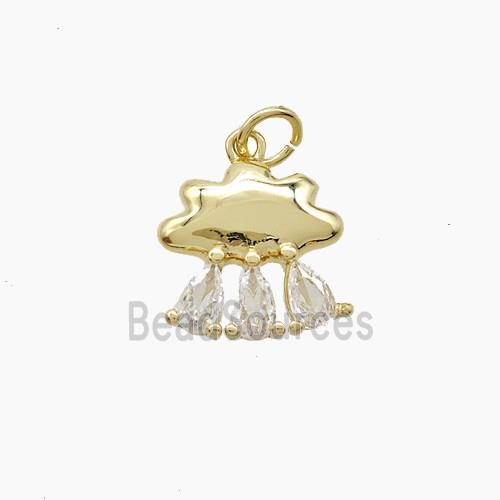 Copper Cloud Pendant Pave Zirconia Gold Plated