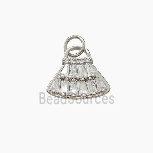 Copper Handbag Pendant Pave Zirconia Platinum Plated