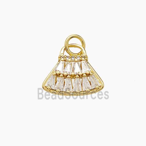 Copper Handbag Pendant Pave Zirconia Gold Plated