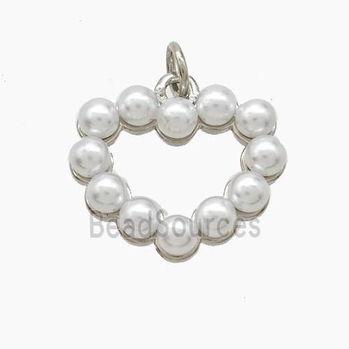 Copper Heart Pendant Pave Resin Platinum Plated