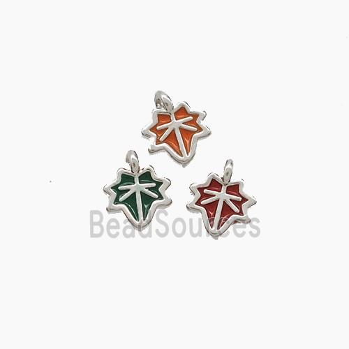 Copper Maple Leaf Pendant Enamel Platinum Plated Mixed