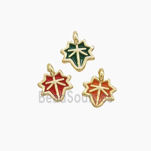 Copper Maple Leaf Pendant Enamel Gold Plated Mixed