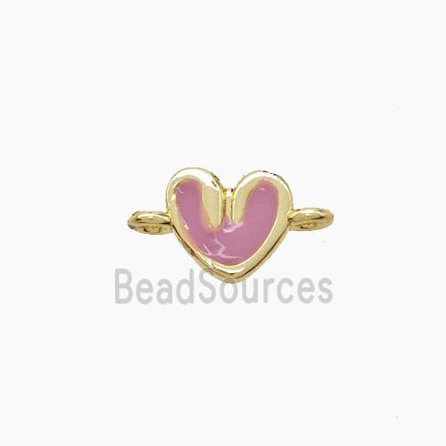 Copper Heart Connector Pink Enamel Gold Plated