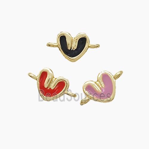 Copper Heart Connector Enamel Gold Plated Mixed