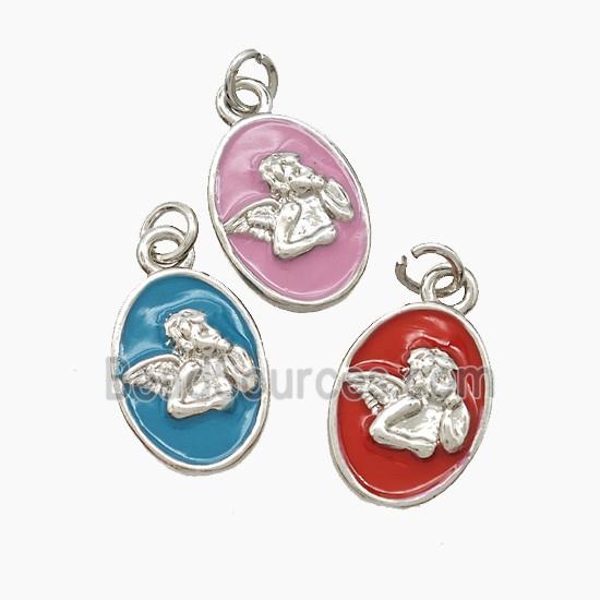 Copper Angel Pendant Enamel Platinum Plated Mixed