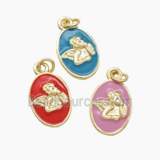 Copper Angel Pendant Enamel Gold Plated Mixed