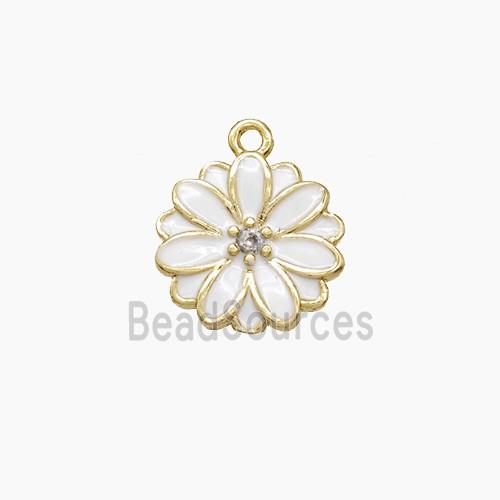 Copper Flower Pendant White Enamel Gold Plated