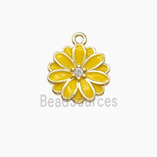 Copper Flower Pendant Yellow Enamel Gold Plated
