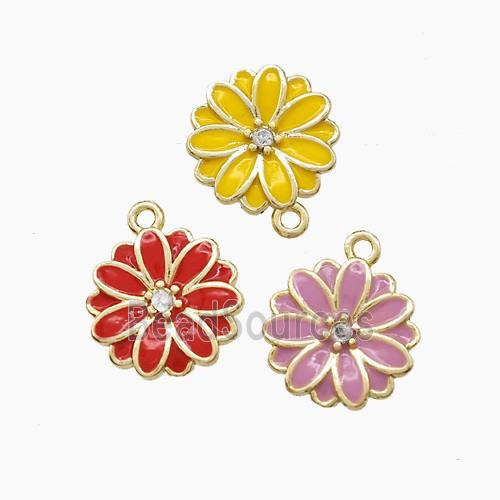 Copper Flower Pendant Enamel Gold Plated Mixed