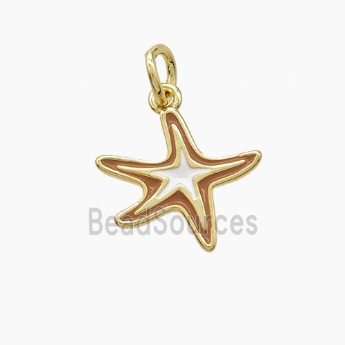 Copper Starfish Pendant White Coffee Enamel Gold Plated