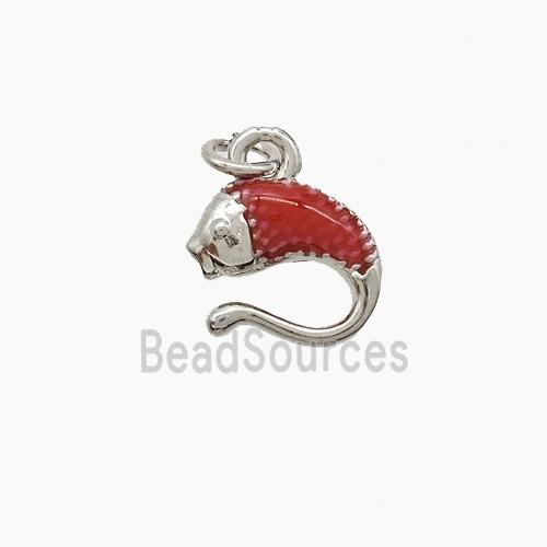 Copper Fish Pendant Red Painted Platinum Plated