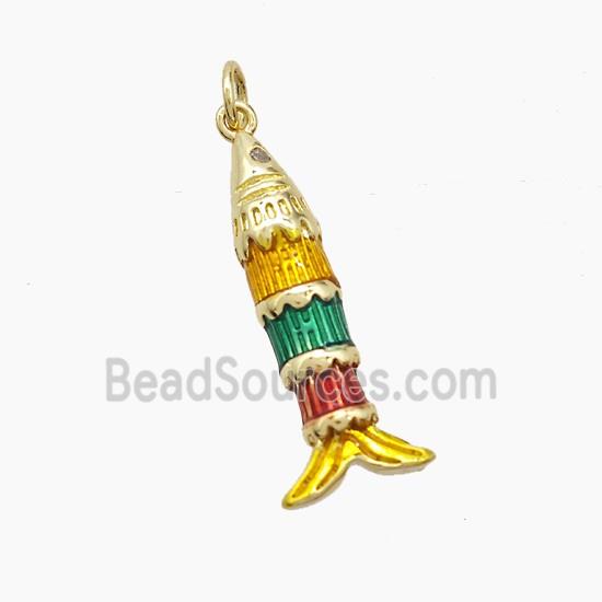Copper Fish Pendant Multicolor Painted Gold Plated