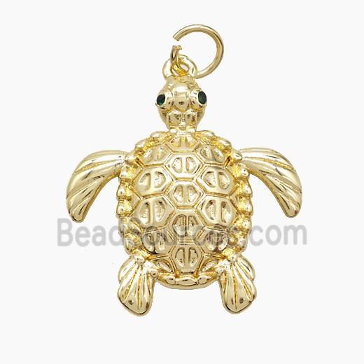 Copper Tortoise Pendant Pave Zirconia Gold Plated