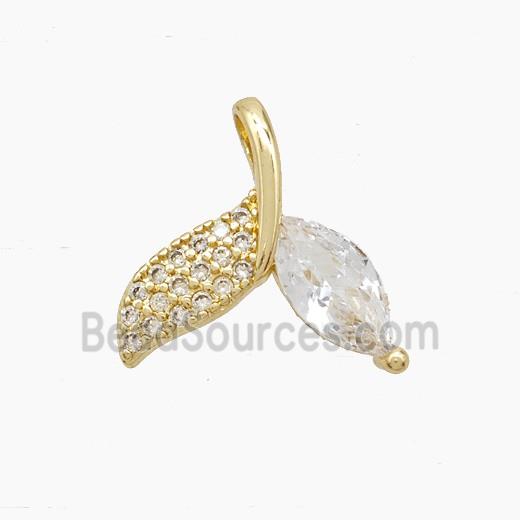 Copper Shark-Tail Pendant Pave Zirconia Gold Plated