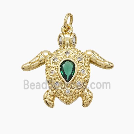 Copper Tortoise Pendant Pave Zirconia Crystal Glass Gold Plated