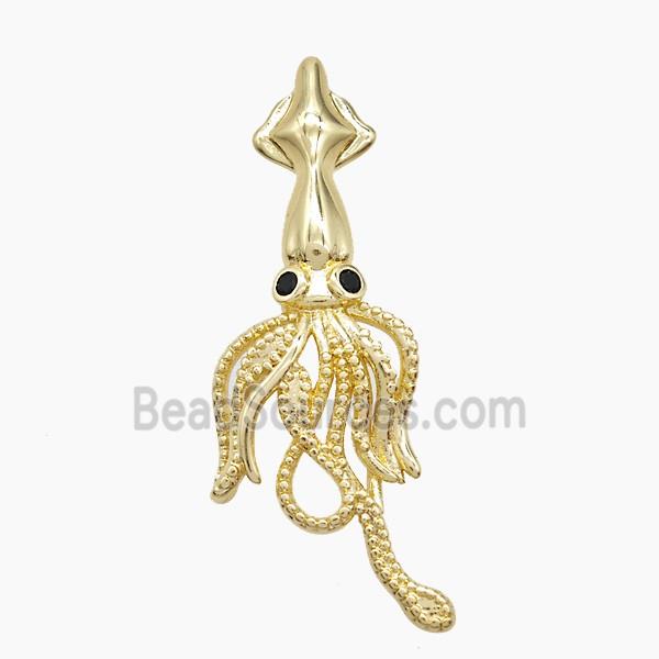 Copper Octopus Pendant Pave Zirconia Gold Plated