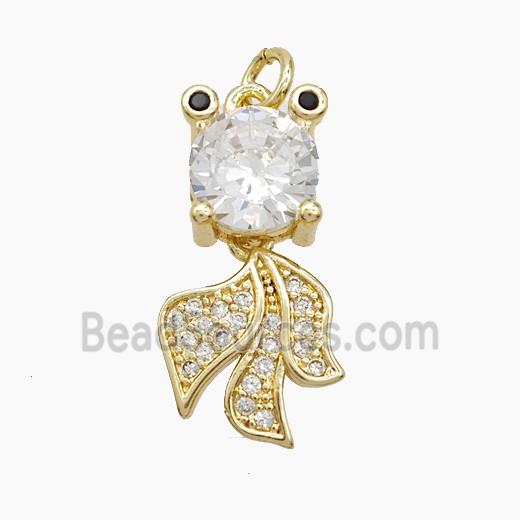 Copper Fish Pendant Pave Zirconia Gold Plated