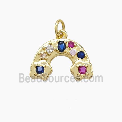 Copper Rainbow Pendant Pave Zirconia Gold Plated