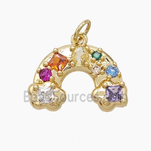 Copper Rainbow Pendant Pave Zirconia Gold Plated