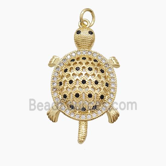 Copper Tortoise Pendant Pave Zirconia Gold Plated